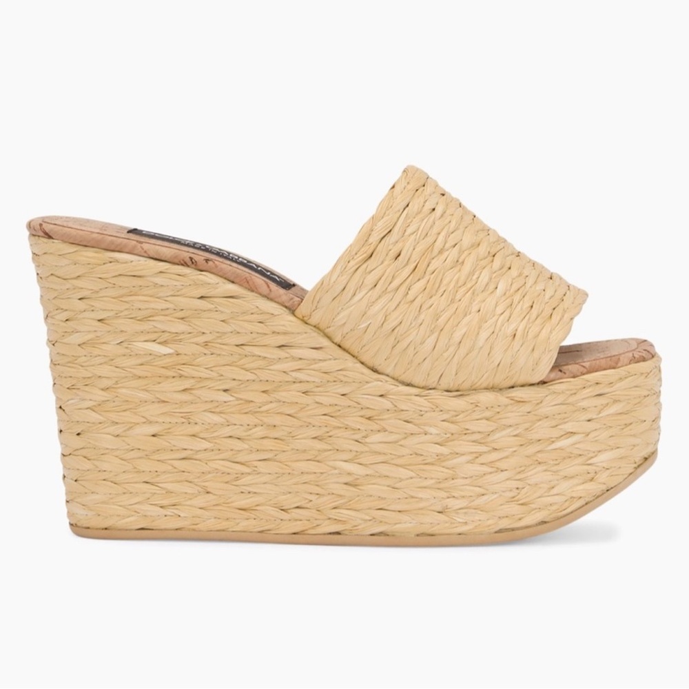 Dolce & Gabbana Raffia Wedge Mules
